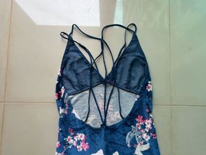 Velvet Chinese print dress