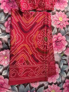 unused Vibrant Bandhani Saree with Blouse