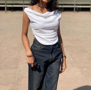 Stylish Off-Shoulder Ruched White Top