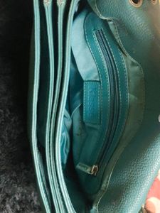 Chic Teal &amp; Gray Leather Handbag
