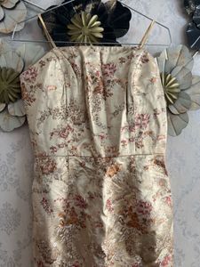 Elegant Floral Print Strapless Dress