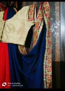 Blue and Red Saree