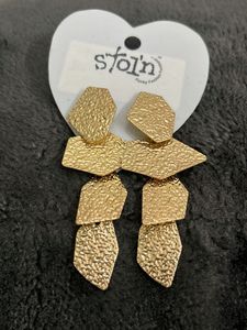 Gold Tone Textured Geometric Earrings