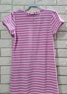 Pink Striped Casual Dress