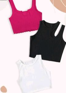 3 Pack Ribbed Crop Tank Tops