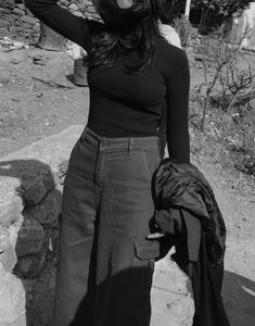 Chic Black Ribbed Turtleneck Top