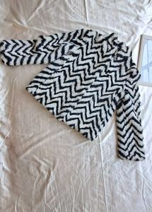 Bold Chevron Faux Fur Jacket