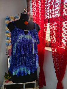 Tiered Blue & Green Tie-Dye Cami Top