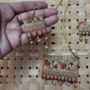 Fabric Necklace and Earring Set