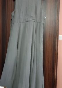 Elegant Grey draped gown with Embellishments