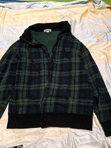Green Plaid Zip-Up Hoodie