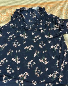 Chic Floral Print Sheer Blouse