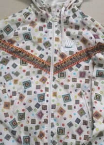 Nike White Geometric Print Hooded Jacket