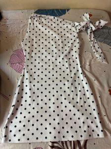 Polka Dot Mini Dress with Bow Detail