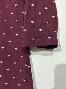 Maroon Polka Dot 3/4 Sleeve Top