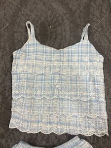 Cute Plaid Ruffle Set - Top &amp; Shorts