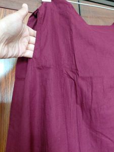 Burgundy Ethnic Cotton Skirt with Potli bag