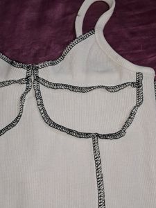 Y2k Ribbed White Inside Out Tank Top