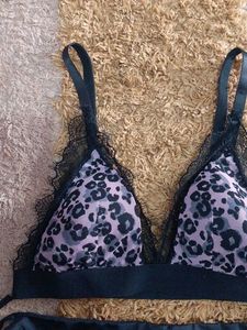 Leopard Print Lace Trim Bikini Set