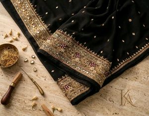 Elegant Black Embroidered Saree