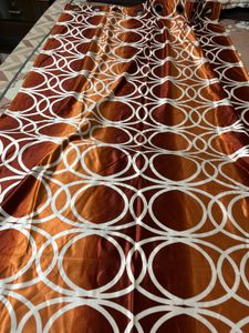 5 pcs. Elegant Brown &amp; White Patterned Curtain