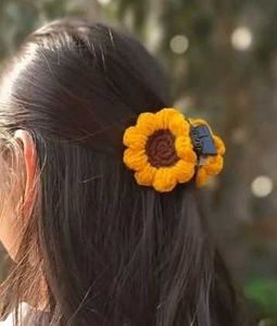 Cute Crochet Sunflower Hair Clips