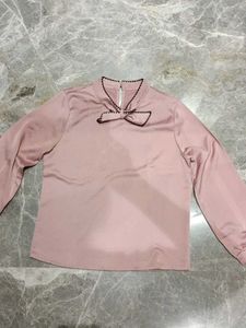 Chic Pink Satin Bow Top