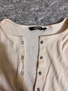 butter yellow Ribbed Button-Up Cardigan