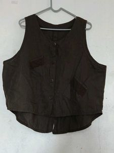 Women's Brown Sleeveless Vest