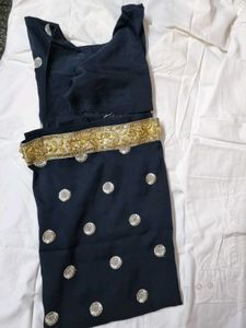 Elegant Black Kurta Set with Silver Accents