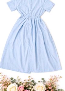 Light Blue Drawstring Maxi Dress