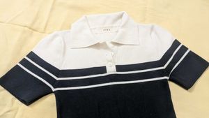 Navy &amp; White Striped Polo Dress