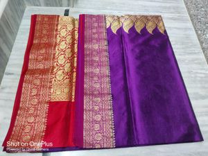 Banarsi Silk Saree Plain Border Pallu Sare
