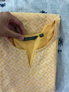 Yellow Embroidered Kurta