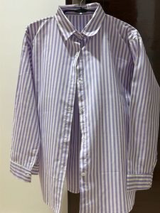 (S) Lavender Striped Button-Up Shirt