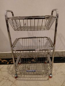 Pure Steel Material Kitchen Trolley With Wheels