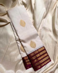 Elegant White &amp; Purple Saree