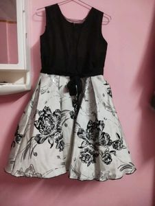Elegant Black and White Floral Gown