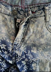 Floral Print Denim Jeans