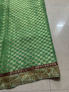 Beautiful Green Embroidered Saree with Blouse