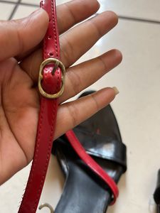 Stylish Black &amp; Red Heeled Sandals