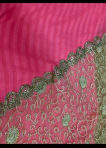 Elegant Pink Embroidered Saree