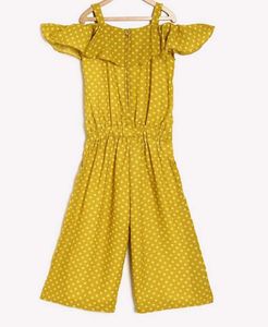 Yellow Polka Dot Cold Shoulder Jumpsuit