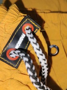 Yellow Cargo Pants with Eyelet Detail