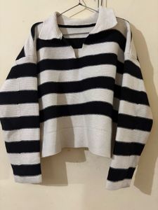 Striped Knit Crop Sweater