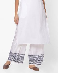 🔥PRICE DROP🔥BIBA White Wide-Leg Palazzos
