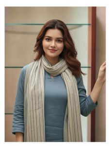 Elegant Blue Kurta Set with Scarf