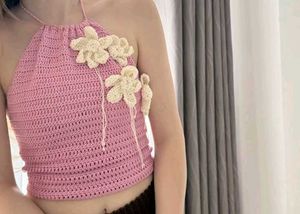Crocheted Flower Halter Top and Skirt set
