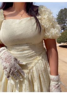 Y2k Korean Cute Yellow Lace Mini Dress with stocki