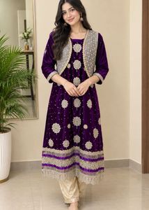 Purple Velvet ready made  dress